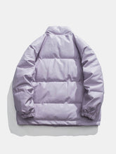 Einfarbige Lederjacke mit M-Patch-Stickerei